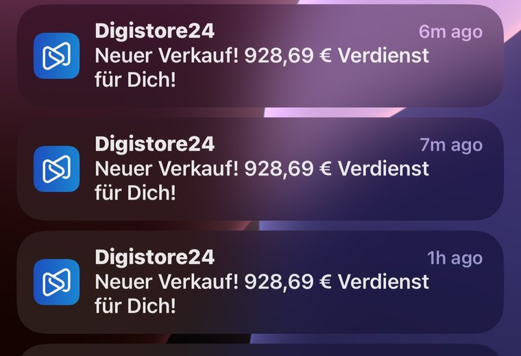 Benachrichtigungen über neue Verkäufe